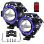 Biqing 2PCS Phares Avant Moto 1 Mode,Universel U7 Moto Feux Additionnels 12V 24V LED Phares Avant Motos Anti Brouillard Projecte