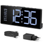 LATEC Réveil pour Dormir Profond, Réveil Numérique de Chevet avec Écran LCD 7’’, 9 Mins de Sonnerie, Double Alarme, Luminosité R
