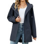 CMTOP Veste Femme mi Saison Softshell Imperméable, Coupe-Vent Parka à Capuche Amovible, Décontracté Longue Blouson Légère Mantea