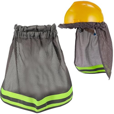 TOVINANNA Pare-Soleil pour Casque de Chantier, Protège-Nuque Réfléchissant en Tissu Bird-Eye, Protection Solaire Grise pour Trav