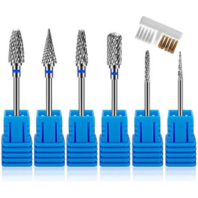 7 Pièces Embout Ponceuse Ongles en Carbure de Tungstène,3/32 Pouces Forets à Ongles Professionnelle Grain Moyen Éliminer Gel Acr