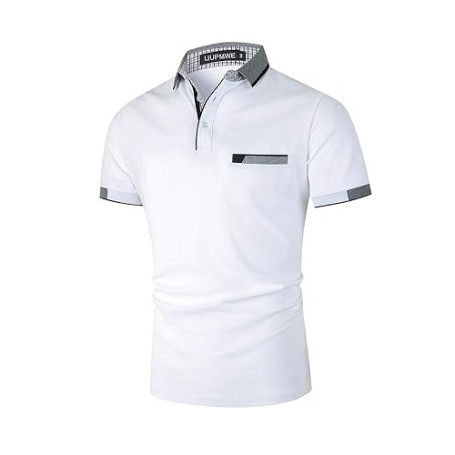 LIUPMWE Polo Homme Manche Courte Coton Casual Golf Couleur de Couture T-Shirt