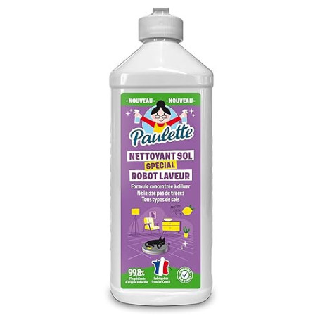 Paulette - Nettoyant Sol Spécial Robot Laveur - Parfums Citron - Certifié Ecocert - Fabriqué en France - 500 mL