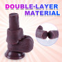 Grand gode réaliste noir de 23 cm, en silicone double couche, doté d'une ventouse puissante, massage du point G et de l'anus, pé