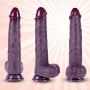 Grand gode réaliste noir de 23 cm, en silicone double couche, doté d'une ventouse puissante, massage du point G et de l'anus, pé