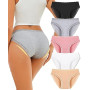 ALL OF SHE Culotte Femme Coton Dentelle, Douce Confortable Respirante, Slip Bikini Taille Basse, sous-Vêtements,Lot de 5, Tissu