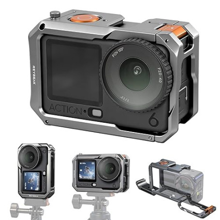 REYGEAK Cage en métal ultra légère pour DJI Osmo Action 6, cadre de protection en aluminium avec vis 1/4", chaussure froide, sup