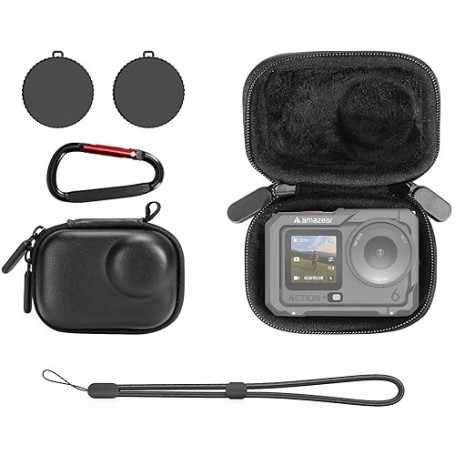AMAZEAR Étui de Transport pour Accessoires DJI Osmo Action 6(Modèle Cage), Action6 Portable et Compact, étui de Voyage en Cuir R