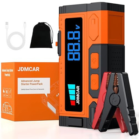 JDMCAR Booster Batterie Voiture 10000A - 14.8V Démarreur Batterie Voiture (jusqu'à10,0L Gaz/9,0L Diesel), Jump Starter avec LED,