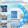 Climatiseur Mobile, 12 L Refroidisseur d'Air Évaporatif avec Télécommande, 6 Vitesses et 2 Modes, Minuterie 24H, 4 Boîtes des Gl