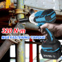 Clé à Chocs électriques,320 N·m Clé à Chocs Sans Fil Brushless avec 2.0Ah Batterie 21V 4 Douilles à Chocs (17 mm/19 mm/21 mm/22 
