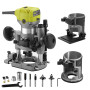 DEWINNER Défonceuse électrique Compacte 220V 710W, Défonceuse et Tronçonneuse, 3 Bases Incluses, 3 Pinces de 1/4", 6mm et 8mm, 5