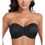 Lemorosy - Soutien-Gorge sans Bretelles pour Femmes à Armatures Décolleté en V avec Bretelles Amovibles Push up