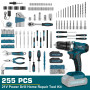 Sundpey Caisse a Outil 255PCS avec Perceuse Visseuse Sans Fil 21V, Visseuse Devisseuse Sans Fil Ménagers Généraux Malette Outils
