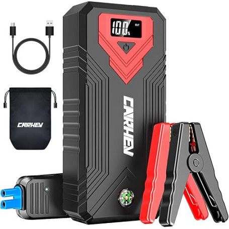 CARHEV Booster Batterie Voiture 4000A, Démarreur de Voiture (Jusqu’à 8.0L Essence & 8.0L Diesel), 12V Car Jump Starter avec Pinc