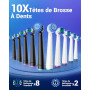 Brosse À Dent Électrique Rotatives Adultes - Lot De 2 Brosses À Dents Rotatives avec 10 Têtes de Brosse et Étui de Voyage, 5 Mod