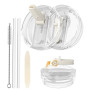 CloudValley [2 Pièces] Couvercle Étanché pour Stanley Cup 40 oz Accessoires, Remplaçant avec Paille Pliable en PC, [Amovible & F