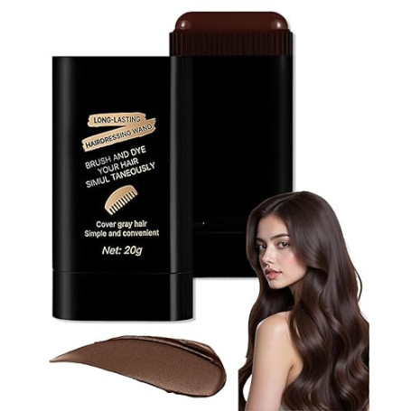 MOPZIJA Bâton de coloration 2-en-1 et peigne, teinture au peigne sûre et pratique, bâton de retouche, résistant à l'eau et à la