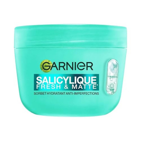 GARNIER - Salicylique - Crème Sorbet Hydratante Fresh & Matte - Crème Hydratante & Matifiante - Adoucit la Peau, Unifie le Teint