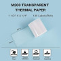 Phomemo 3 rouleaux Transparente Étiquette M110 Étiquette Transparente Autocollante,1,57"x2,36"(40×60mm),Compatible avec Phomemo