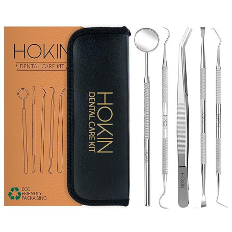 HOKIN Detartreur Dentaire Kit Dents en acier Inoxydable kit de Nettoyage Calcul Calculateur de Plaque Hygiène Scanner Crochet Ch