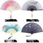 iZoeL 4 pièces de fans Eventail Japonais Pliant Ventilateur Bois Tissus Poche Demoiselles Cadeaux Mariage Decorer Danse Fête - P