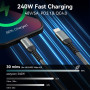 aceyoon 240W Cable USB C vers USB C, [2Pack 2m] PD 5A Câble USB C Charge Rapide Chargeur Type C Nylon Tressé avec Puce E-Marker 