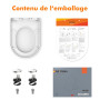 Ibergrif M41001, Abattant WC Forme D, Cuvette Toilette avec Frein de Chute, Lunette WC avec Fermeture en Douceur, Lunette de Toi