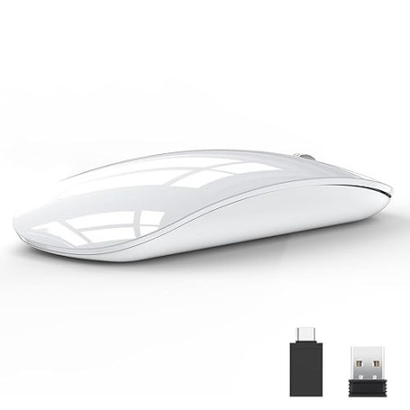 Uiosmuph U58 Souris Optique sans Fil Rechargeable, 2.4G silencieuse Wireless Mouse Ultra Portable avec récepteur USB Nano et Ada