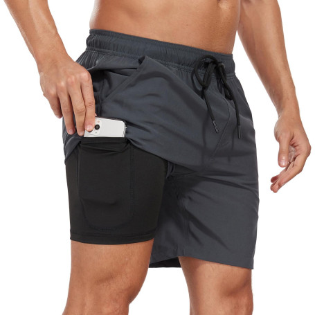 Milaloko Maillot de Bain Homme avec Poche Short de Bain Imperméable à Séchage Rapide Short de Bain avec Cordon de Serrage Réglab