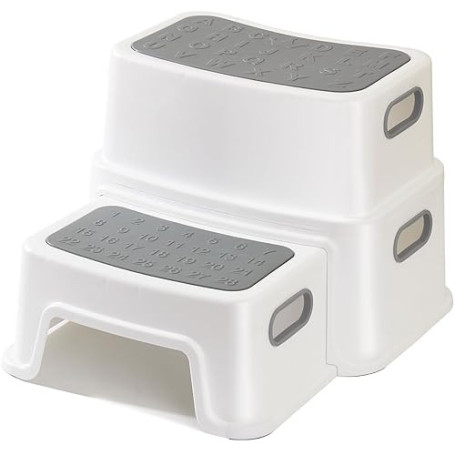 Marche Pied Enfant, metaheim Tabouret Robuste à 2 Niveaux pour la Salle de Bain, Lavabo et Toilette, Anti-basculement et Antidér