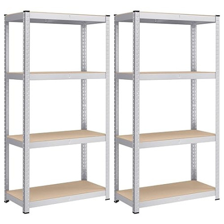 SONGMICS Lot de 2, Étagère de Rangement à 4 Niveaux, 40 x 80 x 160 cm, Capacité 520 kg, Planches Réglables, Style Industriel, po