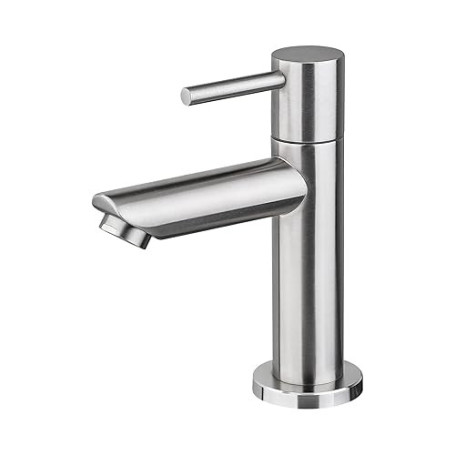 Ibergrif M18103 Mitigeur de lavabo à eau froide, monocommande pour lavabo extérieur, WC invités, acier inoxydable, finition bros