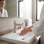 Ibergrif M18103 Mitigeur de lavabo à eau froide, monocommande pour lavabo extérieur, WC invités, acier inoxydable, finition bros