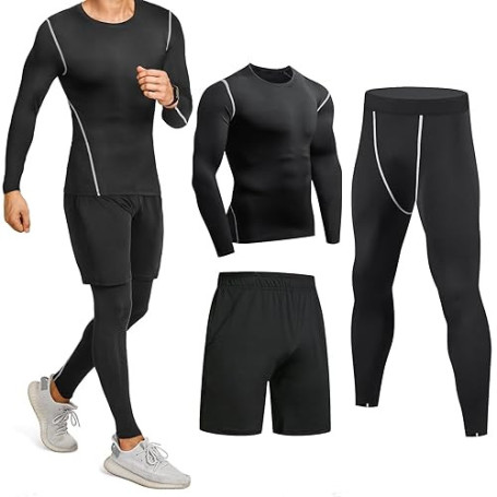 Niksa Ensemble Compression Homme Tenue Sport Fitness Vêtement Running Tee Shirt Compression Legging Sport Short Running