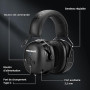 PROHEAR 037 Bluetooth 5.4 Casque Anti Bruit, Musique Protection Auditive Rechargeable avec Sac Transport, Cache-Oreilles de Prot