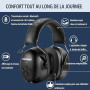 PROHEAR 037 Bluetooth 5.4 Casque Anti Bruit, Musique Protection Auditive Rechargeable avec Sac Transport, Cache-Oreilles de Prot