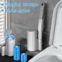 ANOMM Kit de Brosse WC avec 48 Recharges et 2 Support, Manche Allongé, Brosse Toilette WC Jetable Murale, pour Cuvette, Salle de