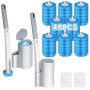 ANOMM Kit de Brosse WC avec 48 Recharges et 2 Support, Manche Allongé, Brosse Toilette WC Jetable Murale, pour Cuvette, Salle de