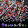 600 Pièces Perles en Verre, 4/6/8mmTransparente Cristal Perles Verre Cristal Brillantes Couleur, Craquelé Ronde et Facettierte G