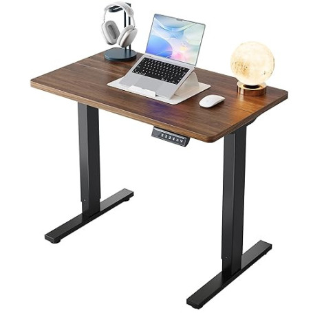 HUANUO 80 x 48cm Bureau Assis Debout Électrique, Réglable en Hauteur, 4 Positions Mémorisées, pour Travail à Domicile et Ordinat