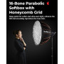 SMALLRIG Softbox Parabolique FP-90 35.4" avec Monture Bowens, Dégagement Rapide avec Grille en Nid d'abeille et Diffuseurs, pour