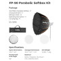 SMALLRIG Softbox Parabolique FP-90 35.4" avec Monture Bowens, Dégagement Rapide avec Grille en Nid d'abeille et Diffuseurs, pour