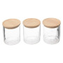 5five - Lot de 3 Bocaux en Verre, Couvercle Hermétique Bambou, 350 ml, 8,5 x 10,5 cm - Pour Rangement Cuisine, Épices