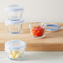 Amazon Basics ABL001 récipient en verre, 120 ml, transparent avec couvercles bleus, lot de 4