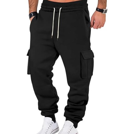 WINKEEY Pantalon Jogging Homme Pantalon Survetement Homme Jogging Cargo avec Poches