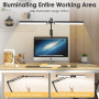 Lampe de Bureau LED à Double Tête, Lampe à Pince Pliable Respectueuse des Yeux, 3 Ttempératures de 10 Niveaux Couleur et Intensi
