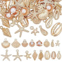 UNICRAFTALE Lot de 100 Pièces d'Emblemes Océan Assortis en Emblemes de Vie Marine Métalliques Poissons de Mer Coquillages Etoile
