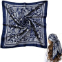 BEZHO Bandana/Foulard pour femme – Carré en satin de 35 pouces (env. 90 cm) – Grand foulard de tête ou de cou – Imprimé à motifs