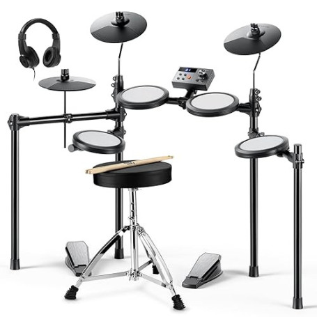 Donner DED-70 Kit de batterie électrique, pour débutants, avec coussinet en maille, chargeur portable, baguettes, casque de Noël